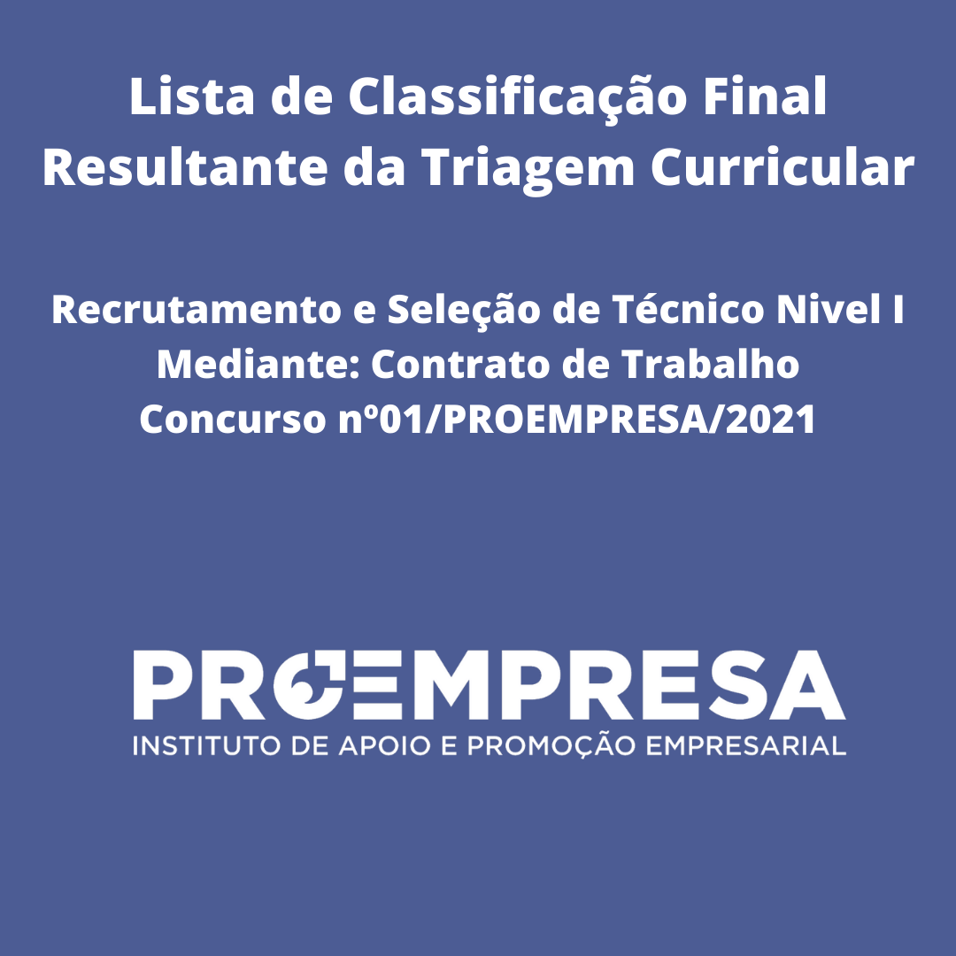 Lista de Classificação Final - Resultante da Triagem Curricular