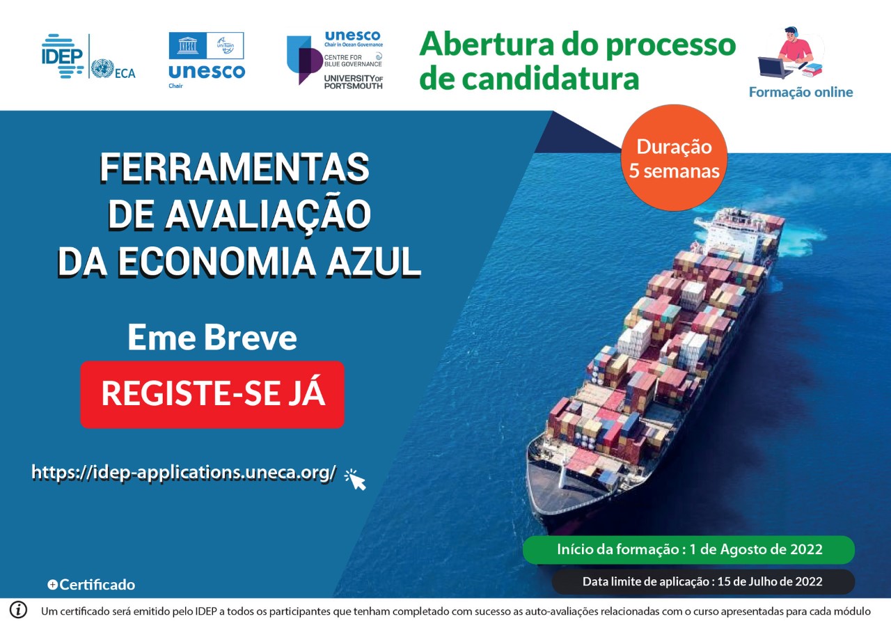 CURSO ONLINE GRATUÍTO, SOBRE AS FERRAMENTAS DE AVALIAÇÃO DA ECONOMIA AZUL